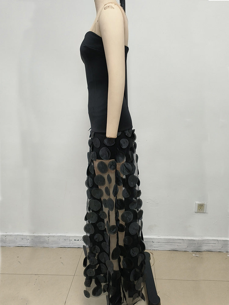 Off Shoulder Patchwork Long Dress