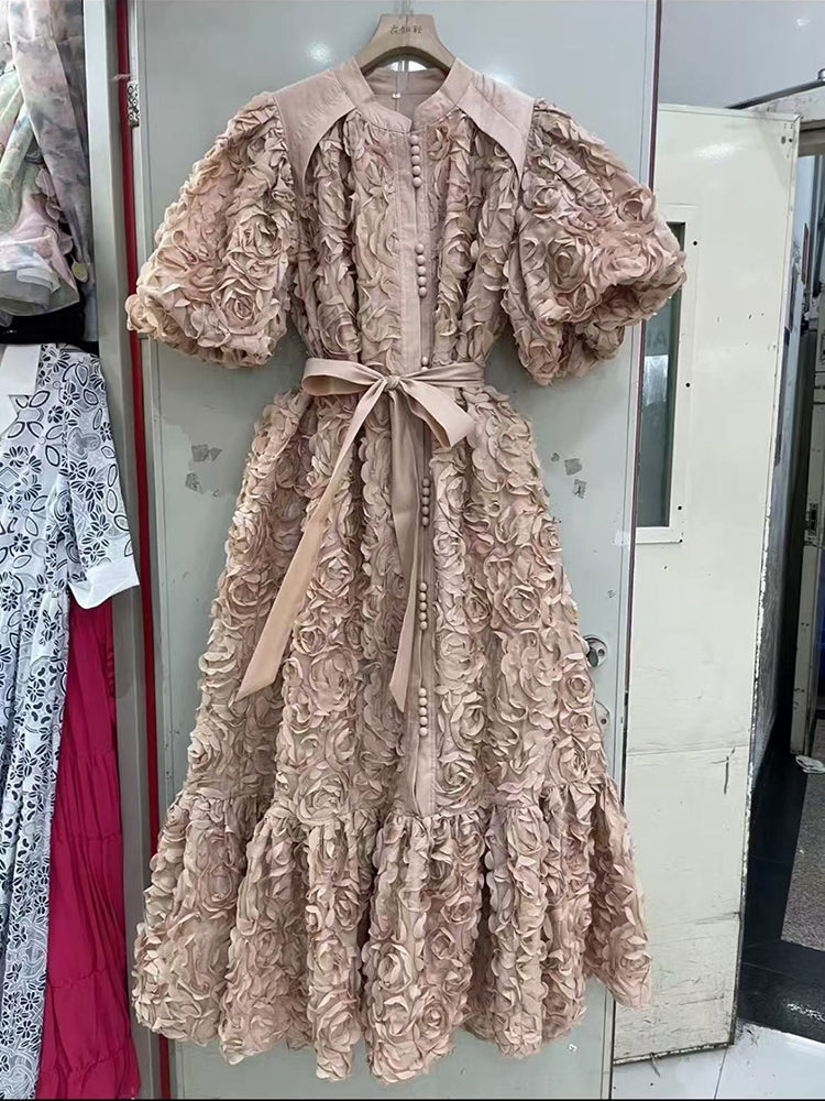 Solid Patchwork Lace Up Long Dress