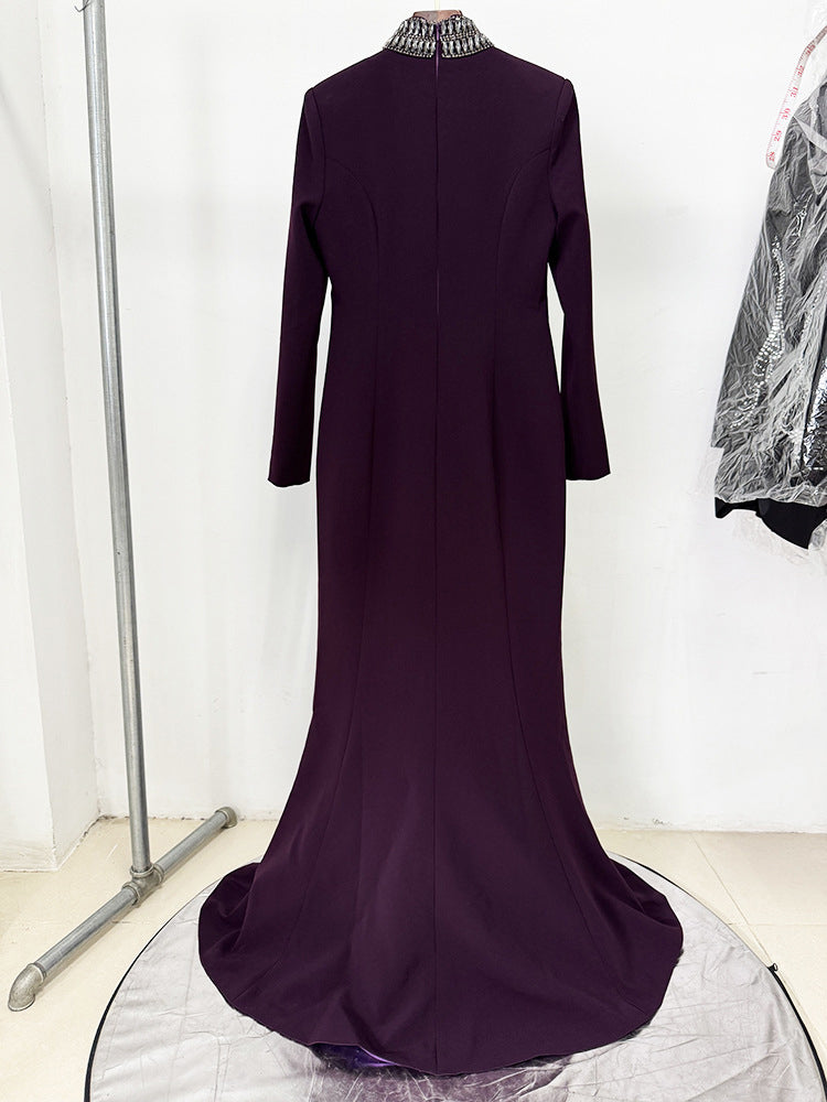 Patchwork Diamonds Solid Long Dress