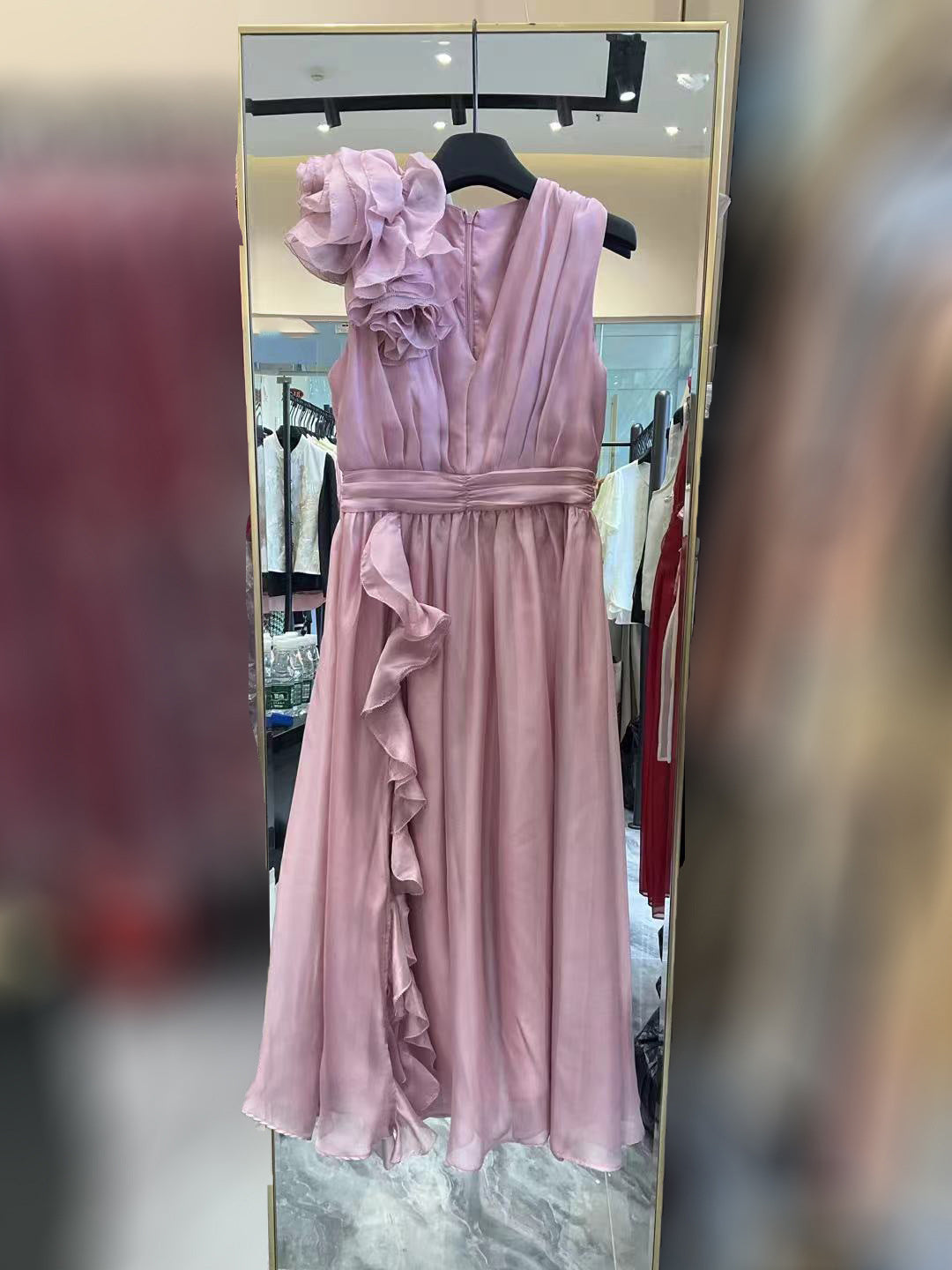 Side Split Solid Long Dress