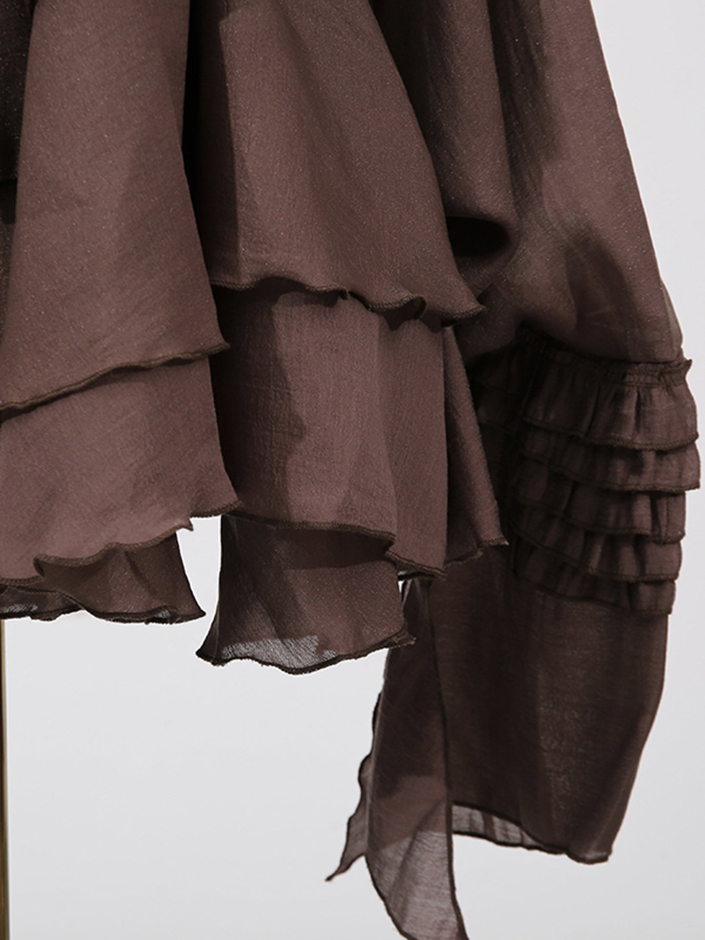 Sophisticated Coffee - Colored Ruffled Tiered Mini Dress with Belt