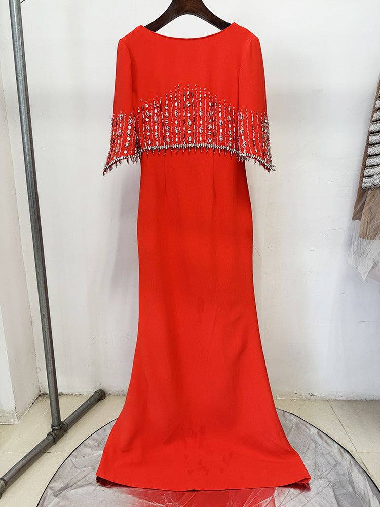 Elegant Patchwork Diamonds Long Dress