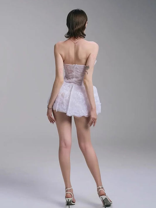 Elegant Off Shoulder Backless Short Dress