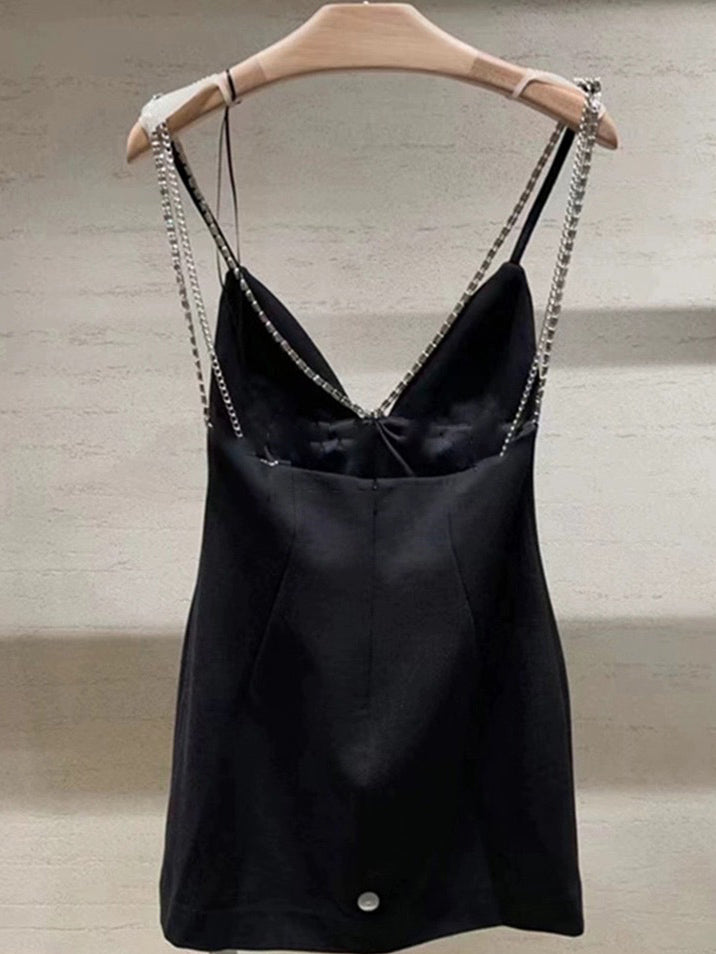 Off Shoulder Patchwork Chain Short Dress