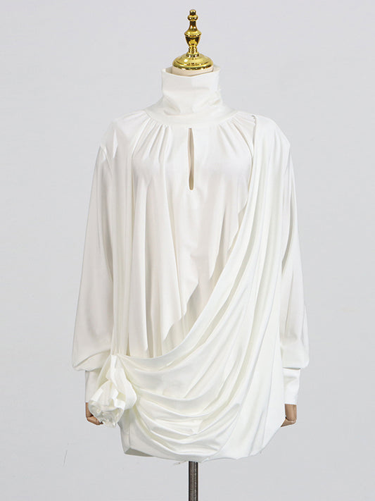 Solid Patchwork Flower Short Dress