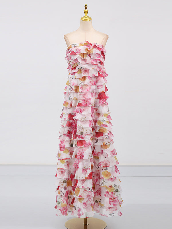 Off Shoulder Print Long Dress