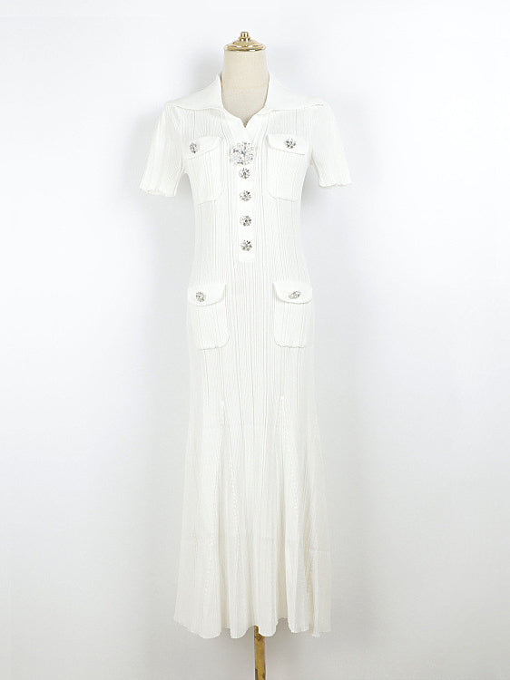 Elegant Solid Knit Long Dress