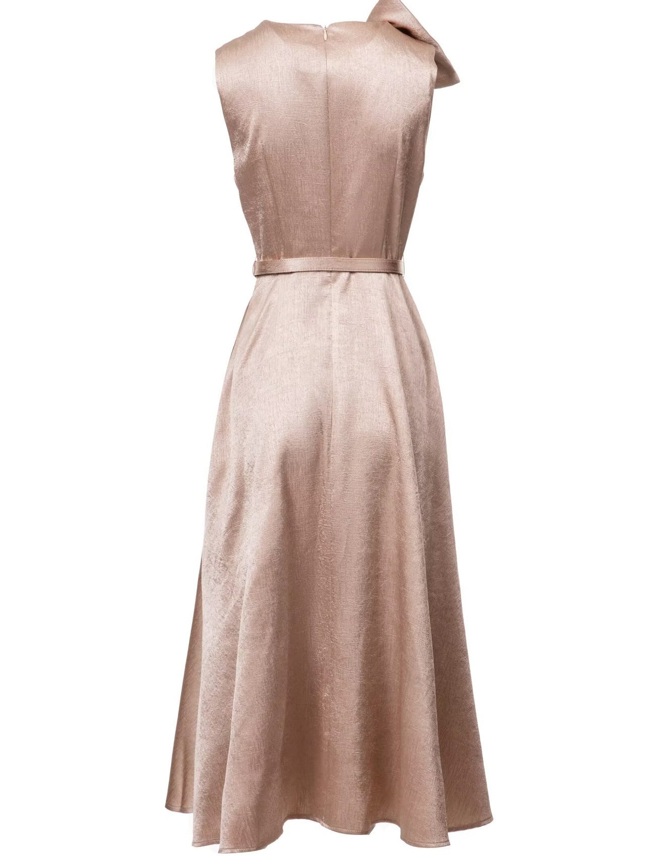 Chic Patchwork Bowknot Midi Dress