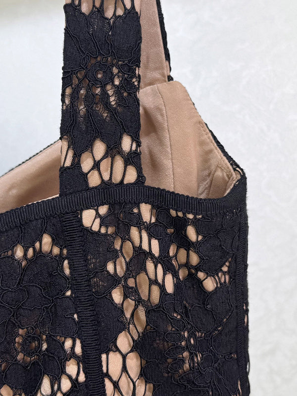 Elegant Strap Lace Midi Dress