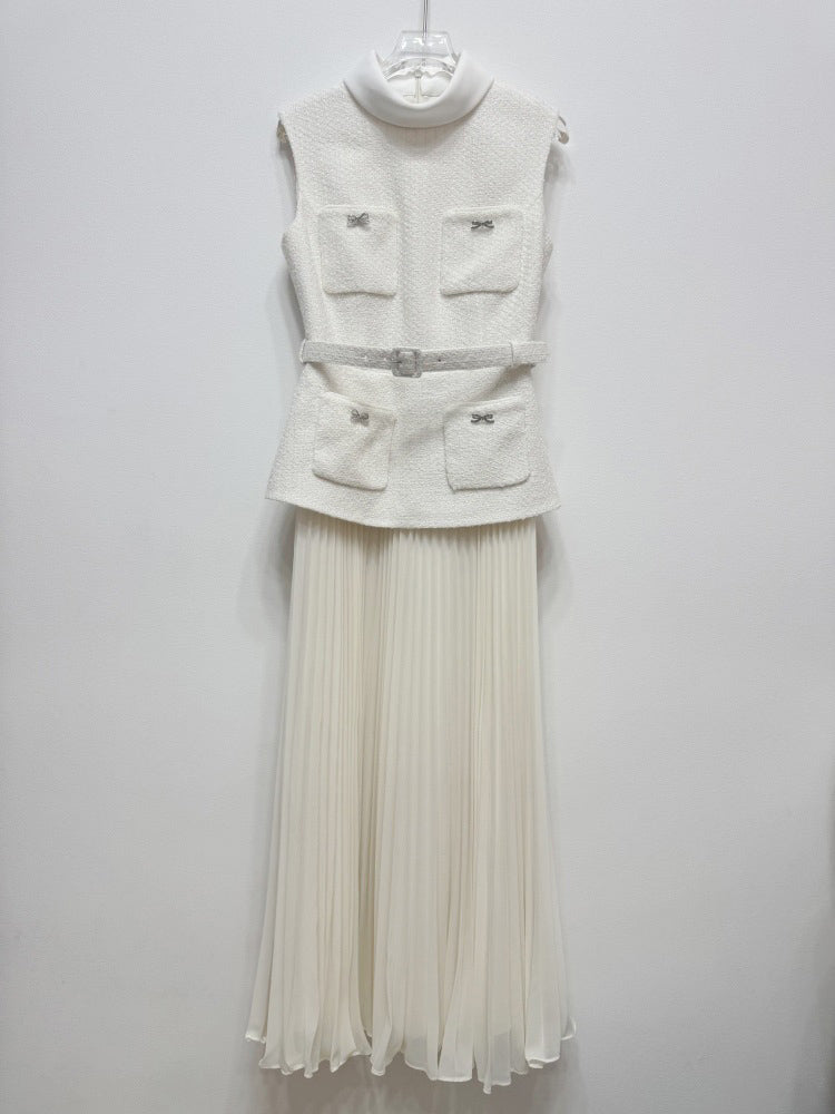 Elegant Solid Sleeveless Midi Dress