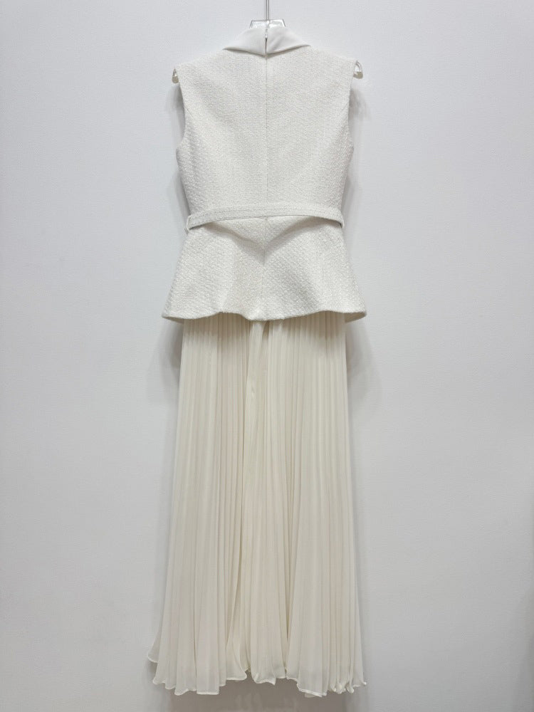 Elegant Solid Sleeveless Midi Dress