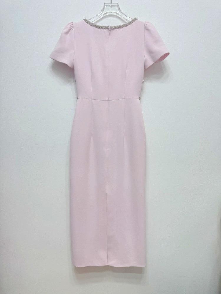 Elegant Solid Patchwork Long Dress