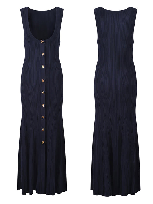 Square Collar Sleeveless Long Dress