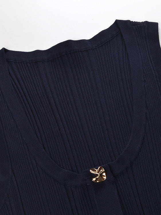 Square Collar Sleeveless Long Dress