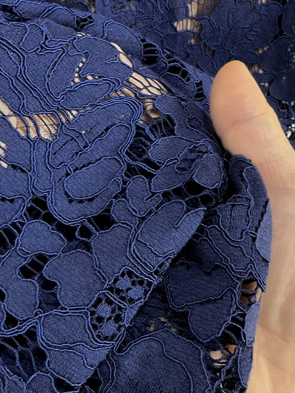 Elegant Lace Hit Color Midi Dress