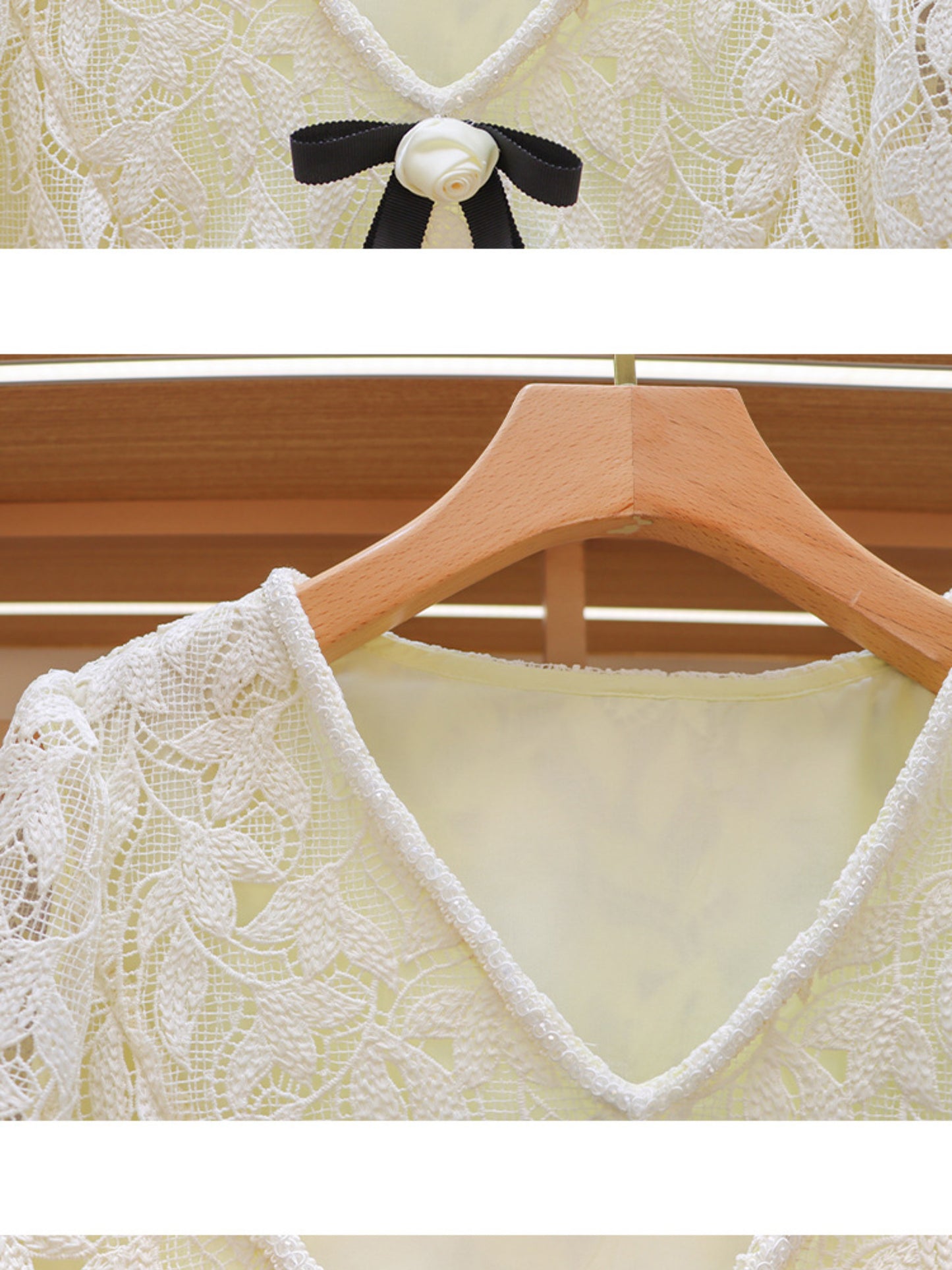 Patchwork Lace Bowknot Short Dress
