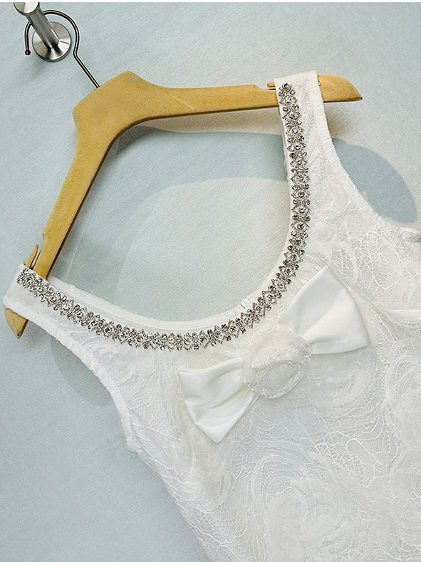 Square Collar Patchwork Diamonds Short Dress