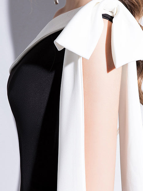 Hit Color Off Shoulder Long Dress