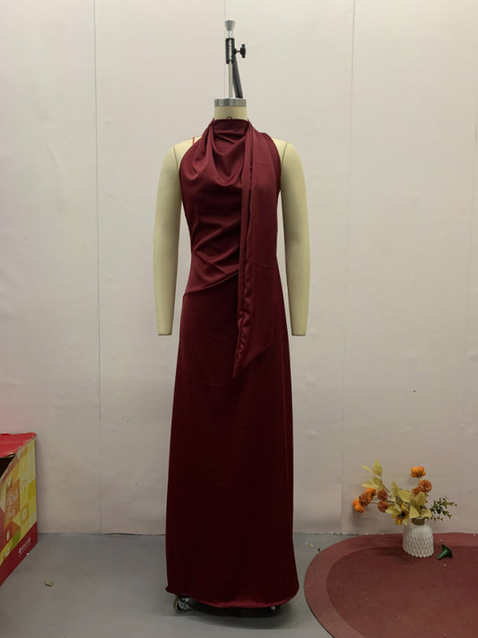 Sleeveless Backless Solid Long Dress