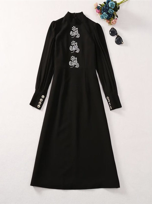 Elegant Patchwork Diamonds Midi Dress