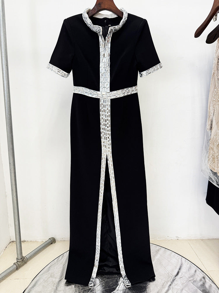 Elegant Patchwork Diamonds Long Dress
