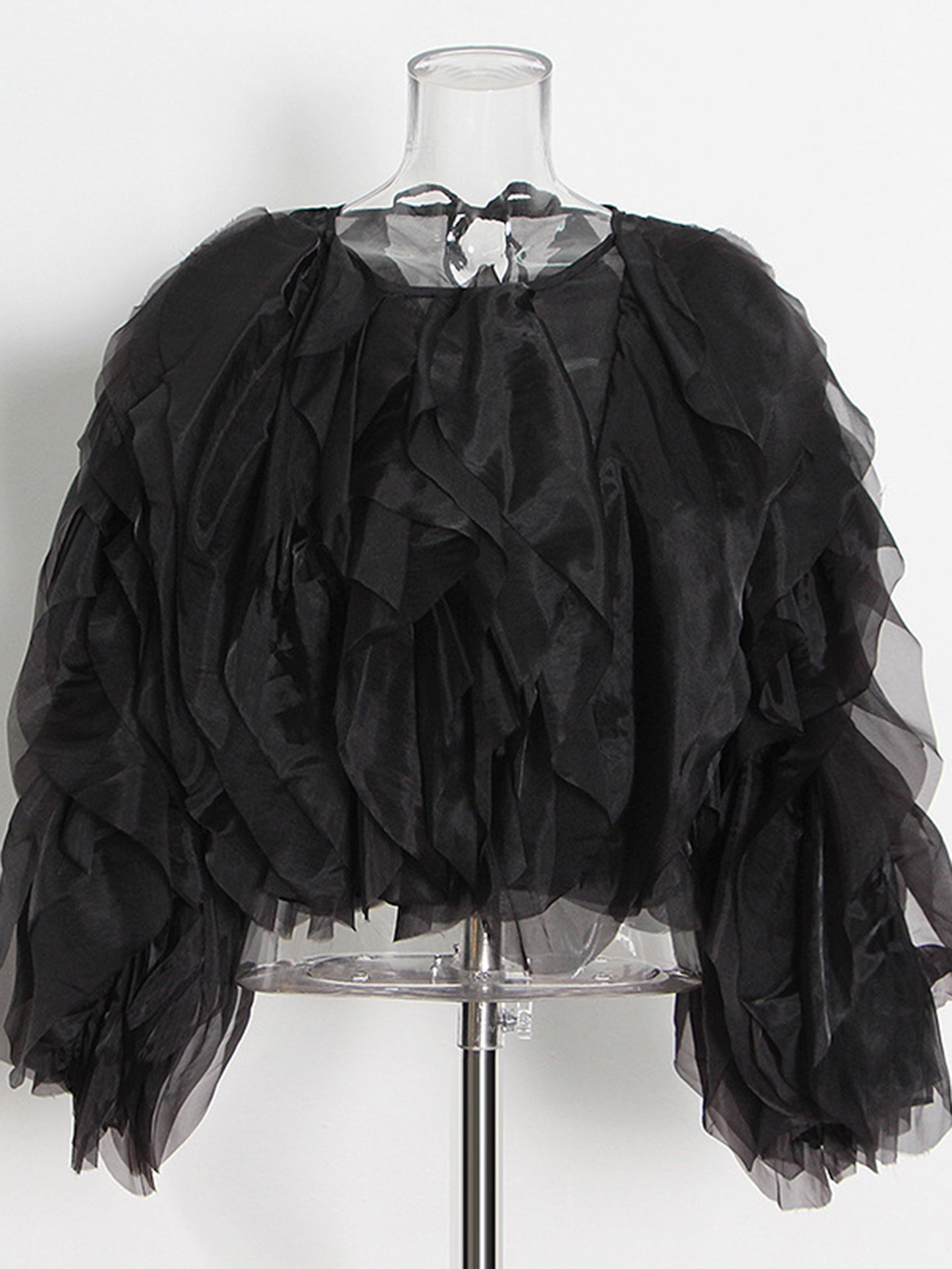 Glamorous Black Ruffled Organza Crop Top