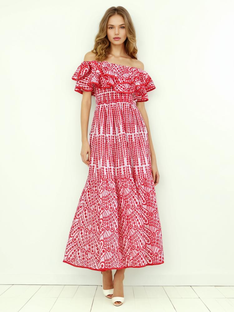 Patchwork Ruffles Colorblock Dresses