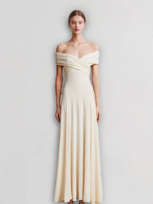 Solid Patchwork Folds Backless Dress