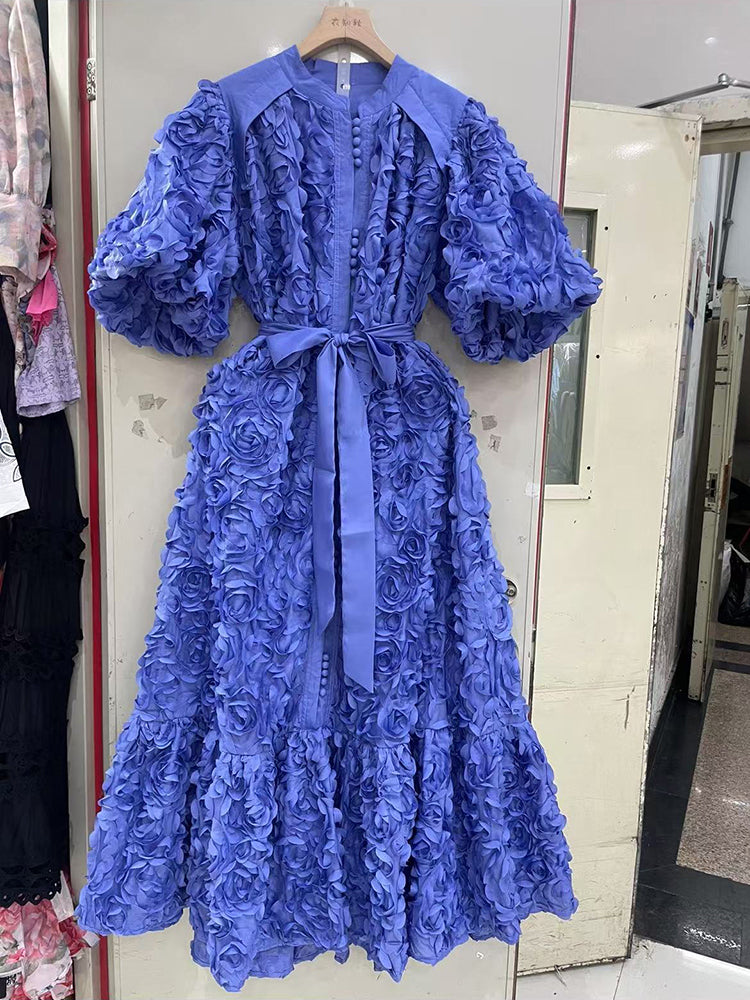 Solid Patchwork Lace Up Long Dress