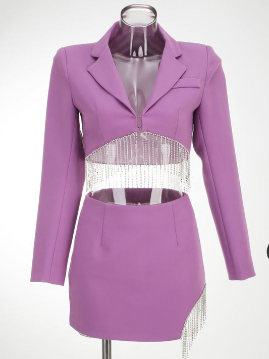 Chic V-neck Patchwork Two Piece Set