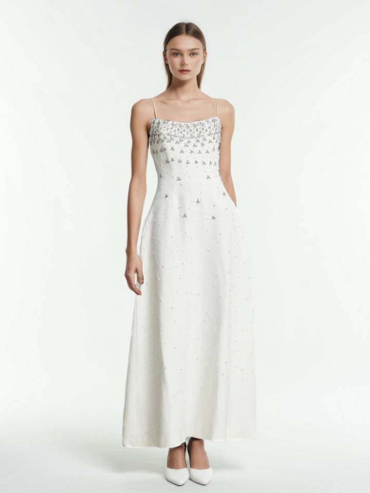 Off Shoulder Patchwork Diamonds Long Dress