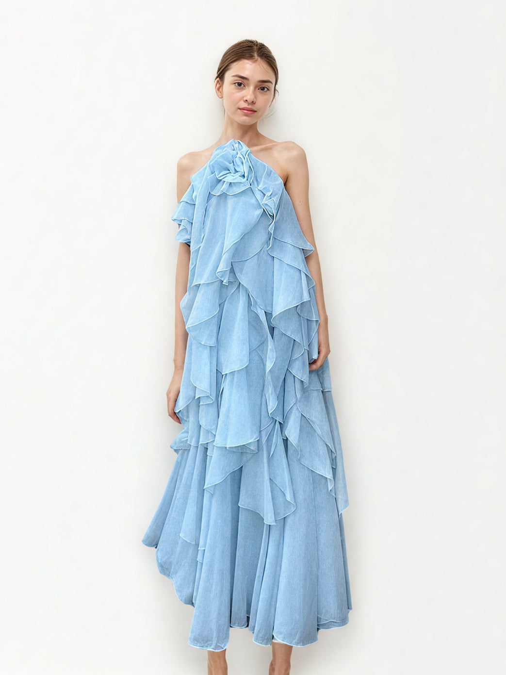 Irregular Solid Off Shoulder Long Dress