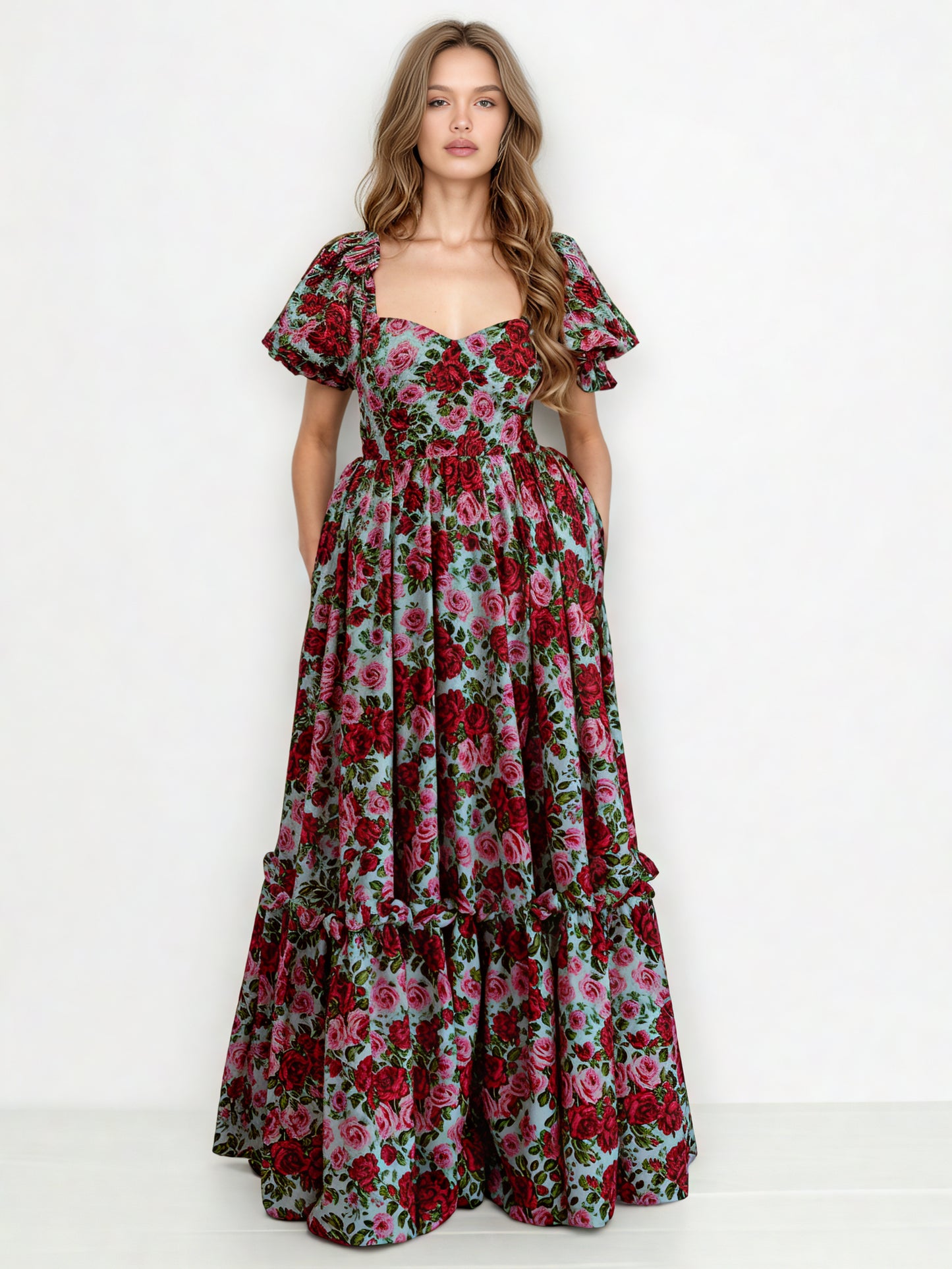 Temperament Print Flower Long Dress