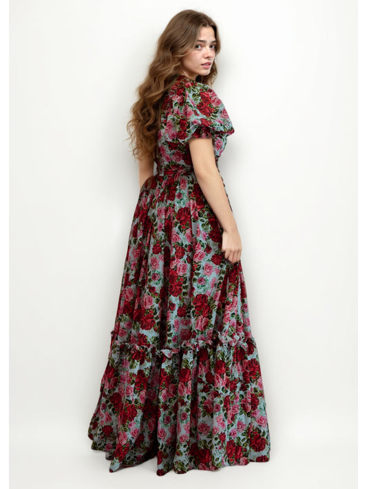 Temperament Print Flower Long Dress