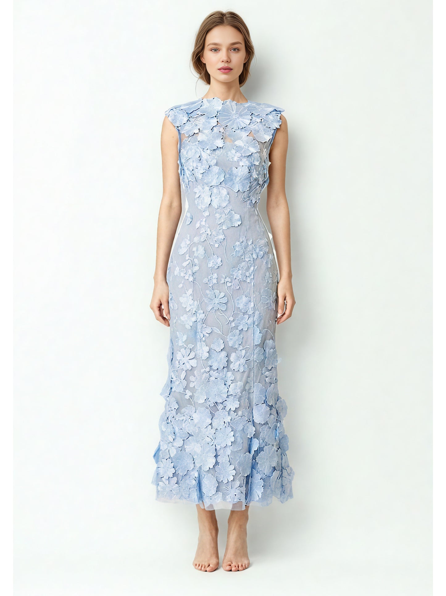 Elegant Patchwork Flower Long Dress