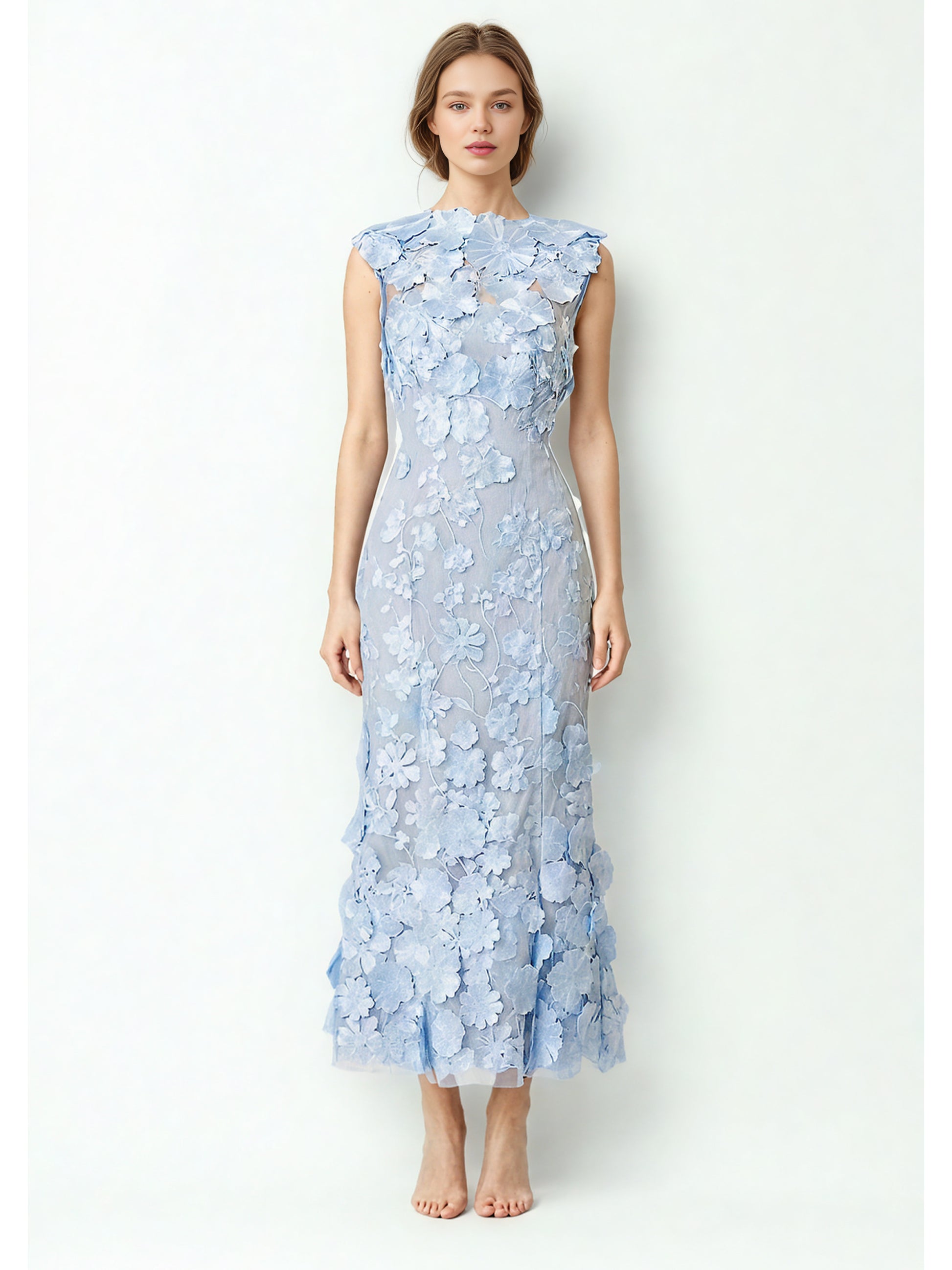 Elegant Patchwork Flower Long Dress