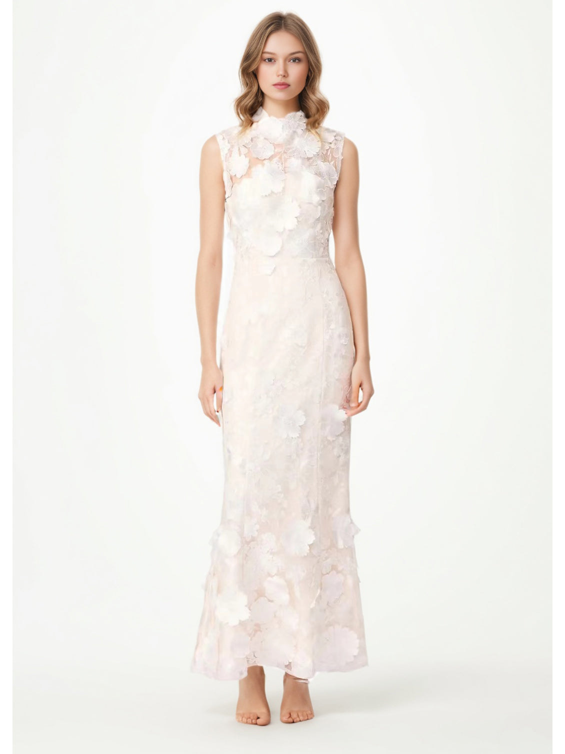 Elegant Patchwork Flower Long Dress