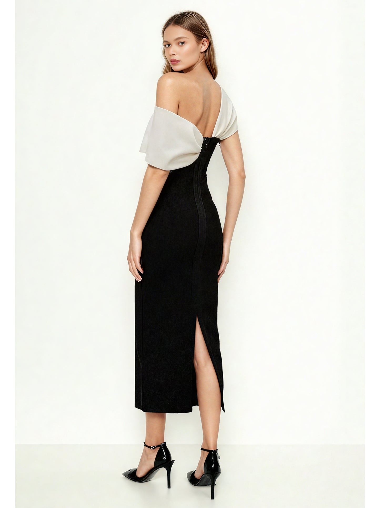 Hit Color Off Shoulder Long Dress