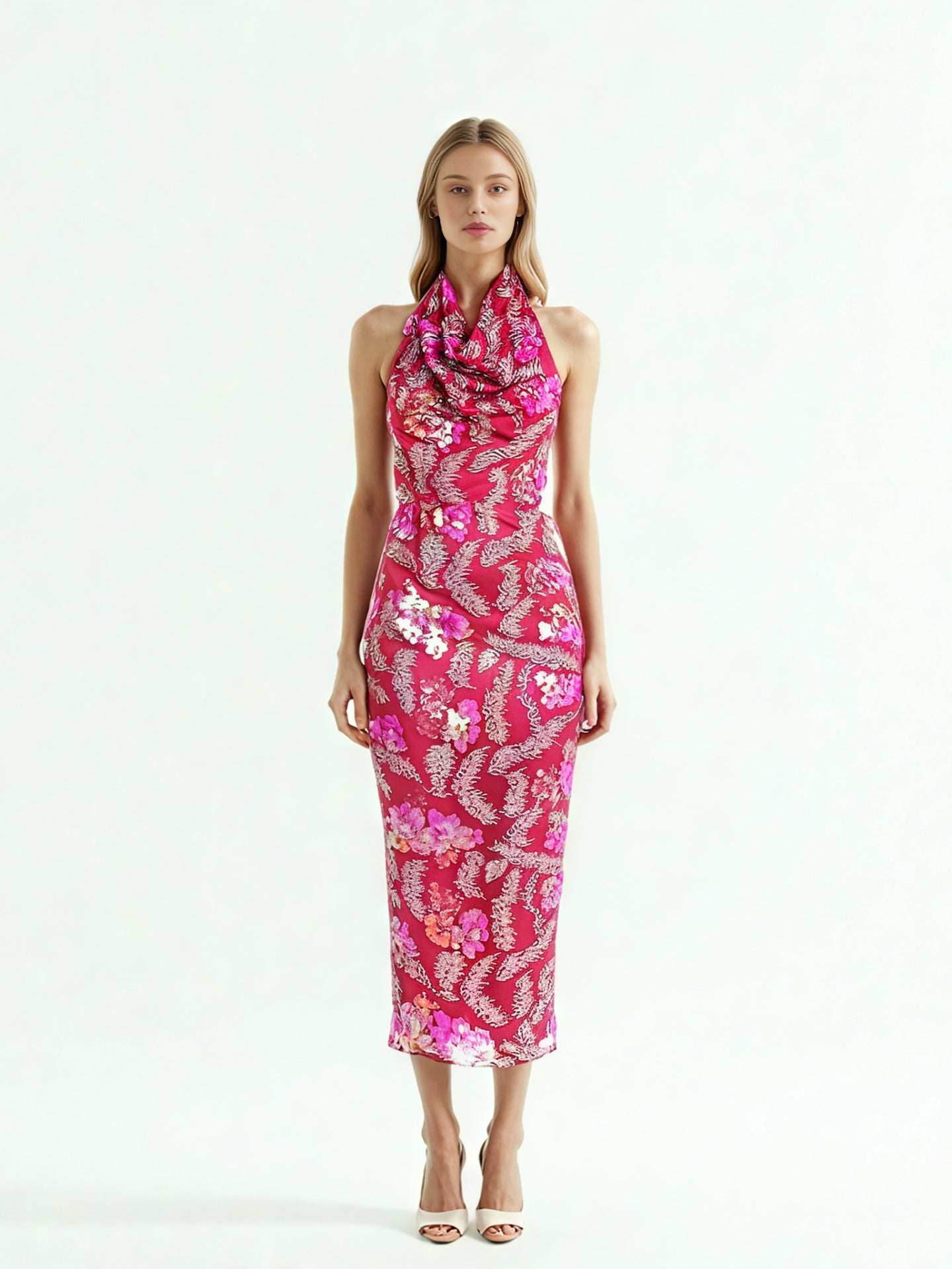 Patchwork Sequins Sleeveless Long Dress
