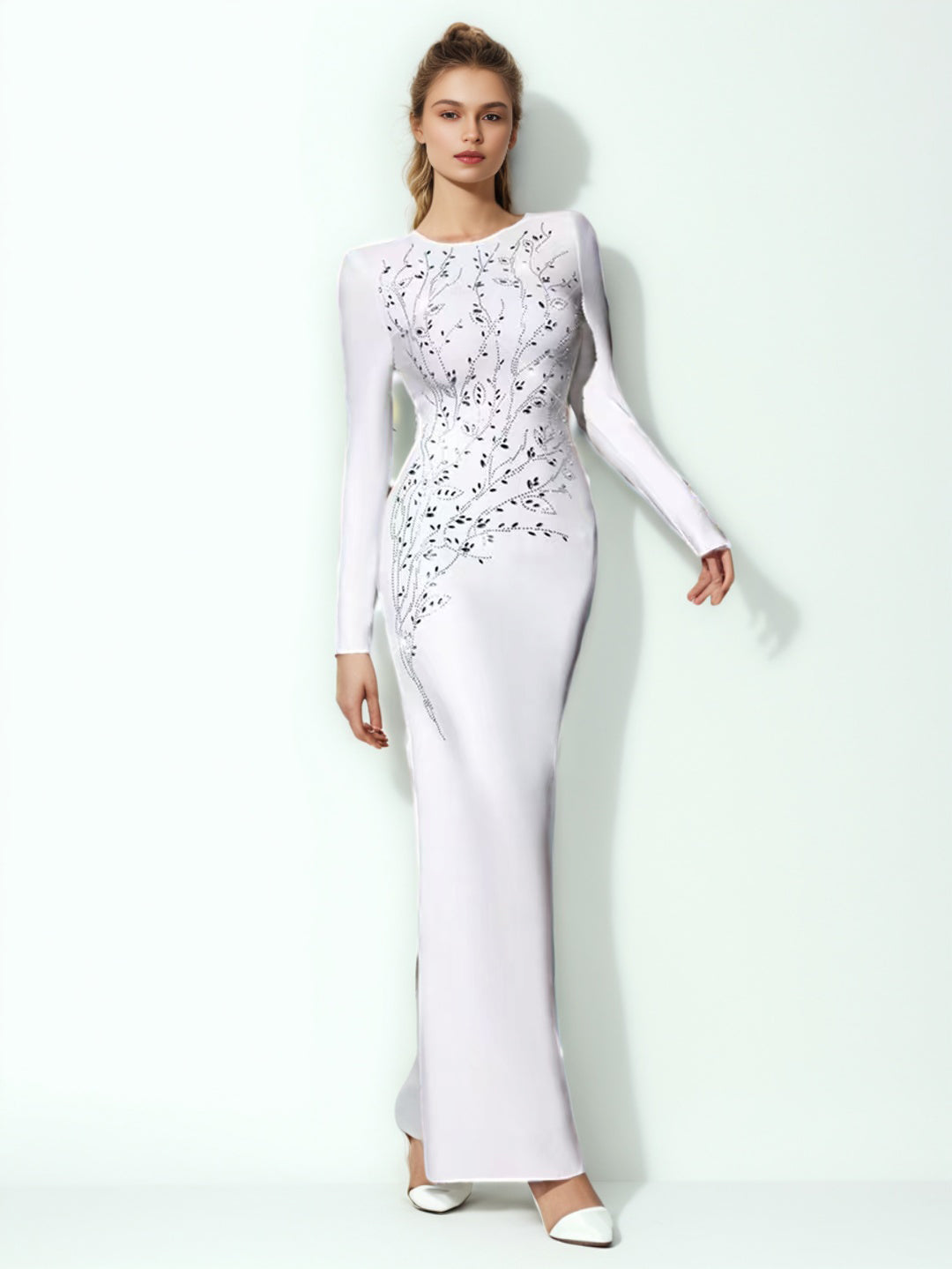 Solid Patchwork Diamonds Long Dress
