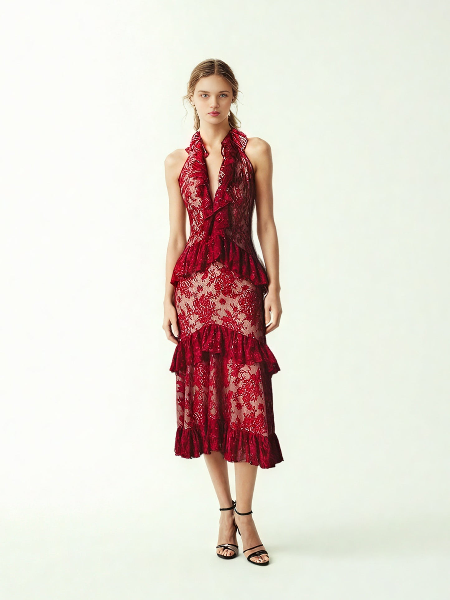 Sleeveless V-neck Backless Long Dress