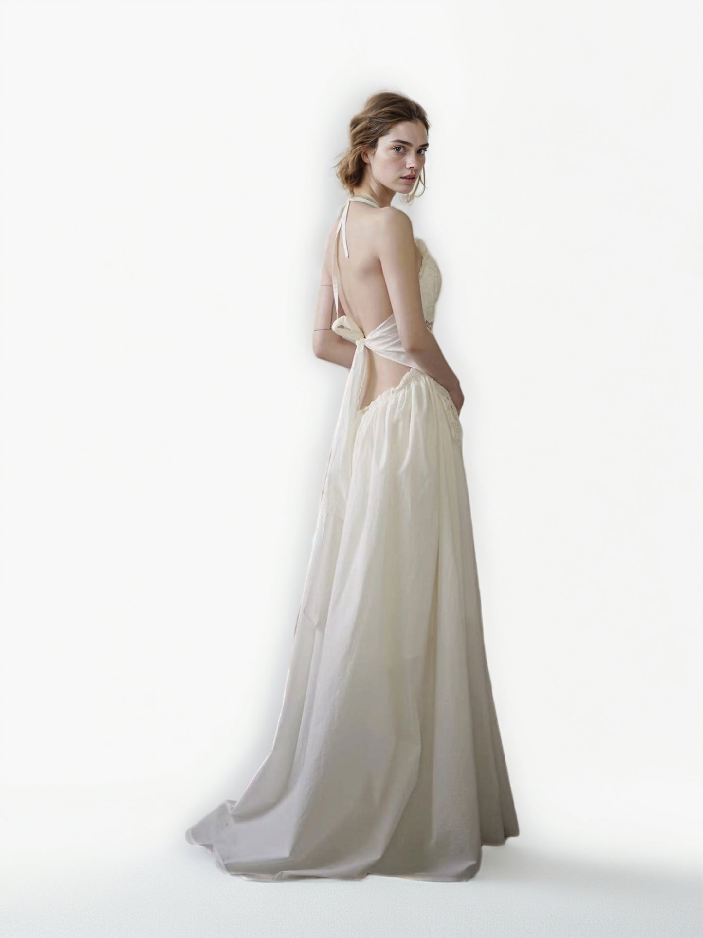 Elegant Solid Backless Long Dress