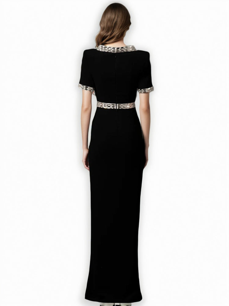 Elegant Patchwork Diamonds Long Dress