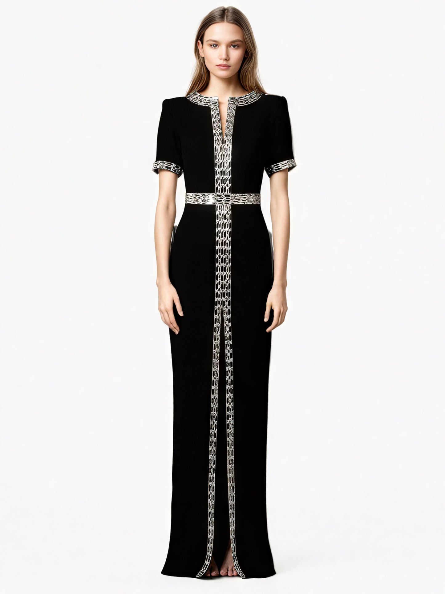 Elegant Patchwork Diamonds Long Dress