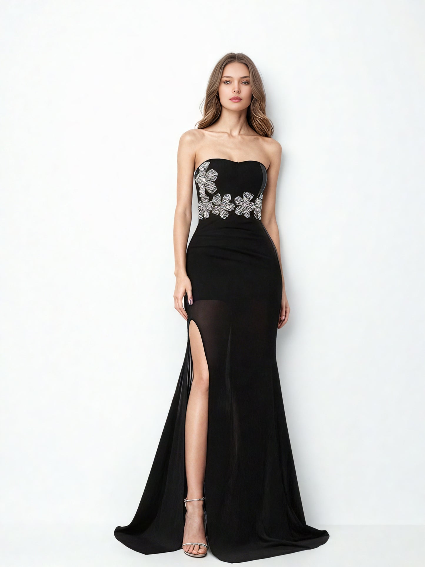 Side Split Patchwork Diamonds Long Dress
