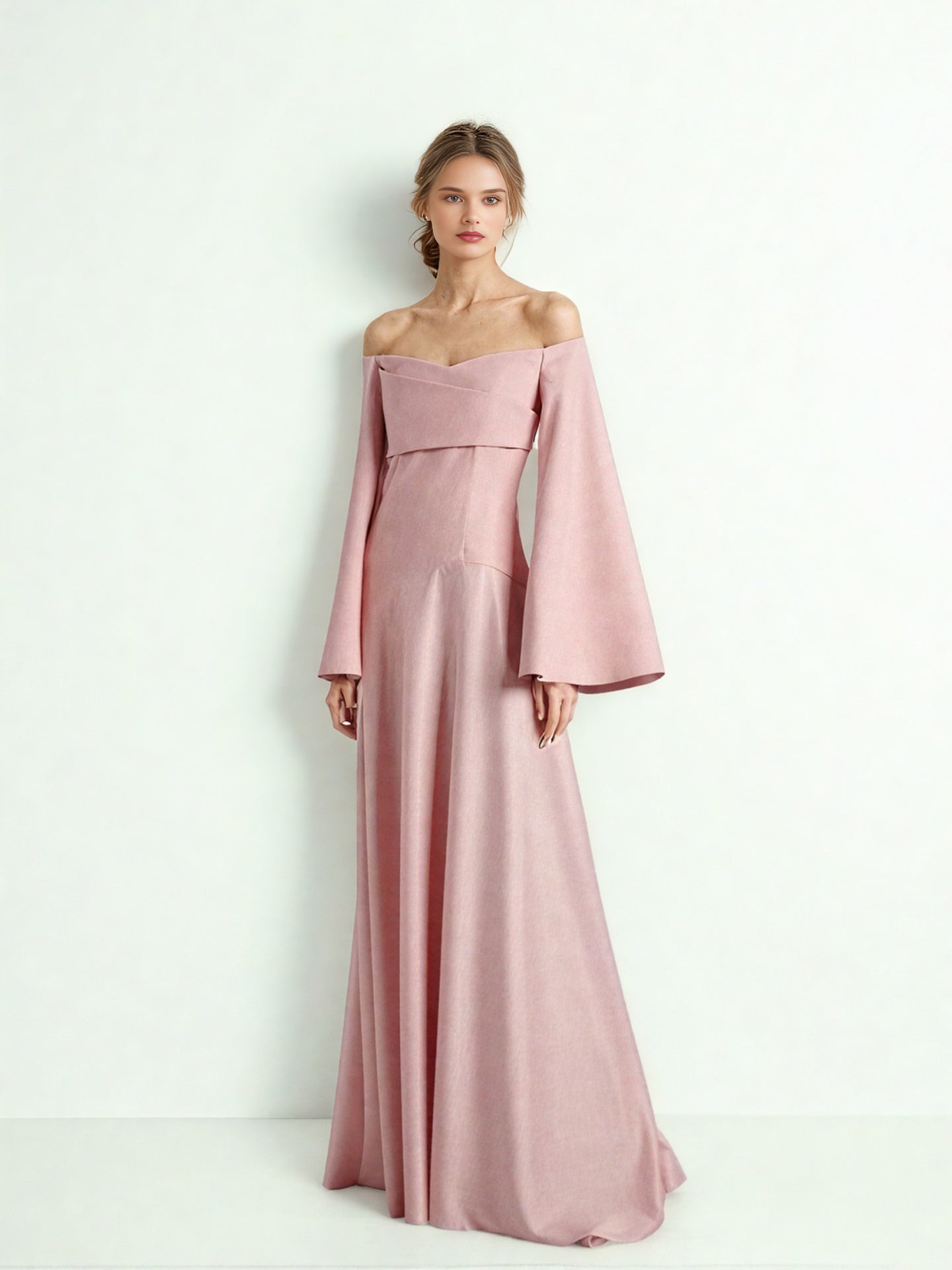 Off Shoulder One Line Long Dress