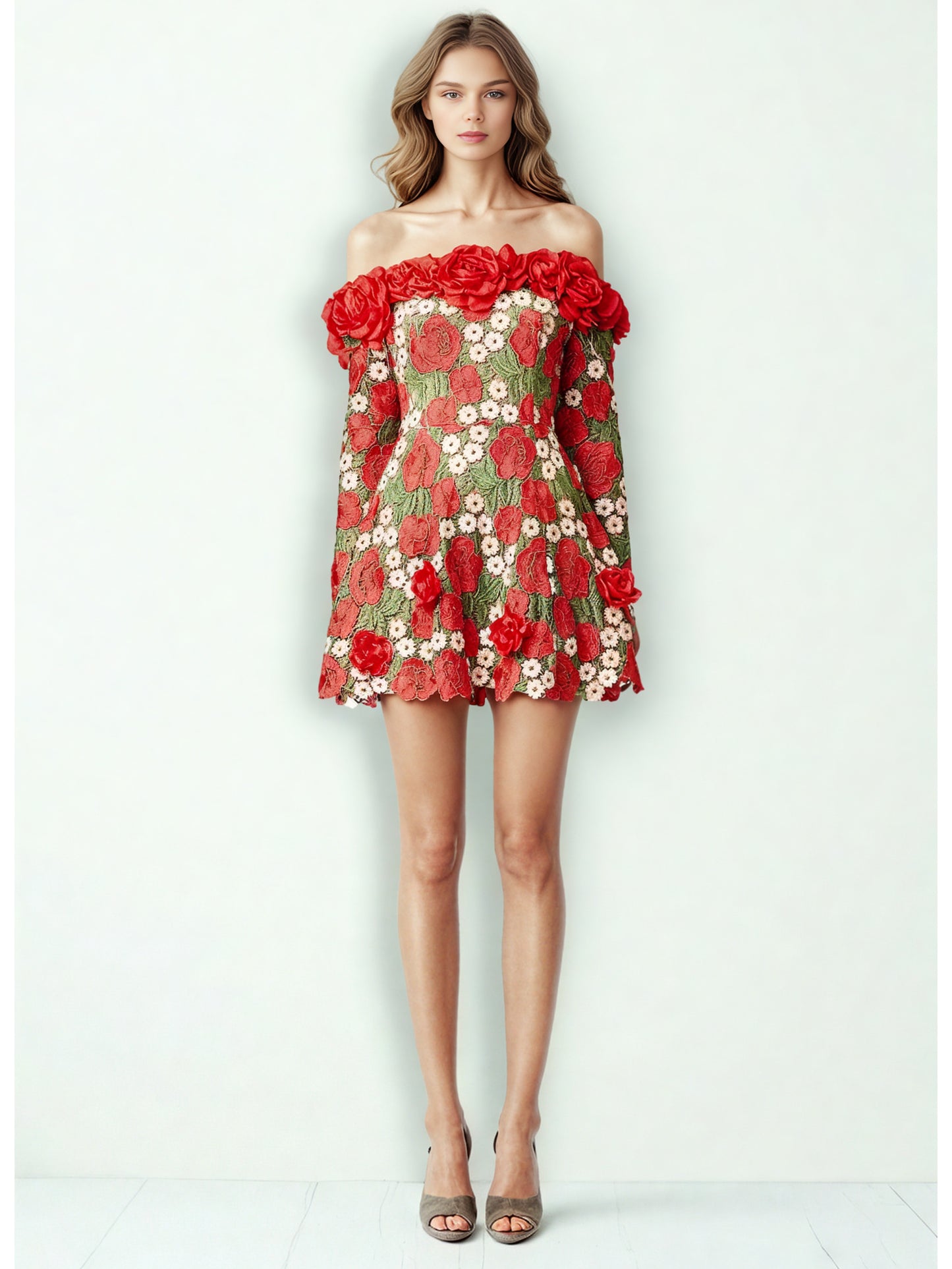 Off Shoulder Patchwork Mini Dress