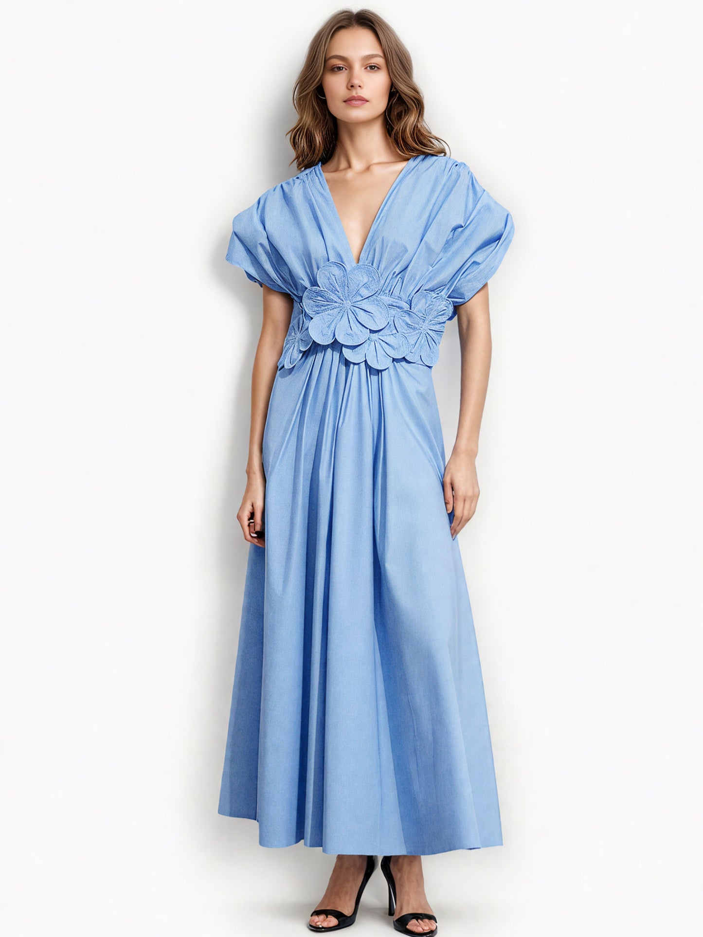 Patchwork Bowknot Flower Long Dress