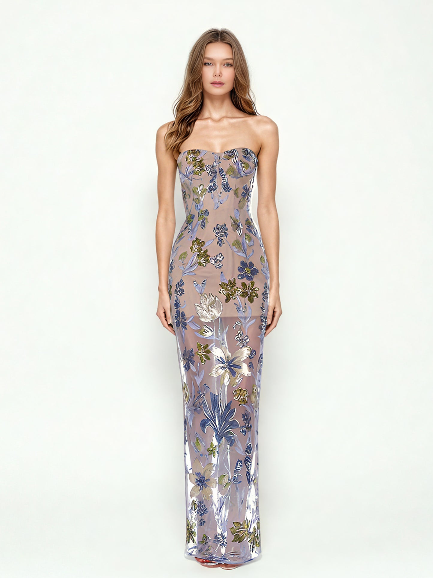 Patchwork One Line Long Dress