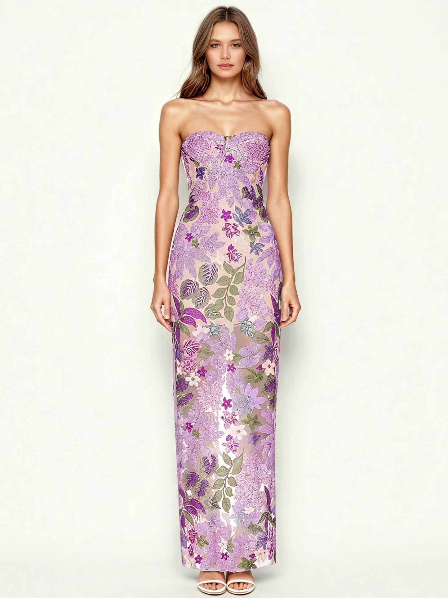 Patchwork One Line Long Dress